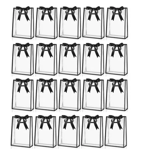Clear Gift Bags Flower Candy Bag Clear Gift Bags withRibbons Black Z2O83087 - Picture 1 of 7