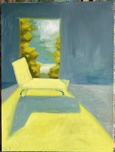 French Realism Impressionist Room Lounge 12x16 Original Oil Painting On Panel Fl - Picture 1 of 2
