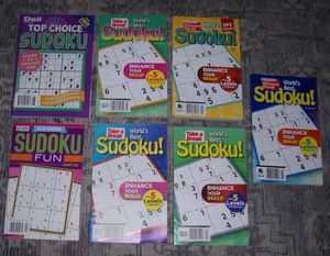 Posten 7 SUDOKU Puzzlebücher/Zeitschriften Dell blaues Band leicht bis schwer 5 Ebenen - Bild 1 von 1