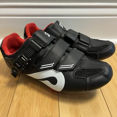Zapatos deportivos de ciclismo Peloton para mujer talla 9 EU 40 negros rojos de cuero Foto 1 de 4