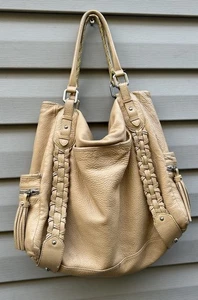 Kenneth Cole Hobo Boho Slouchy Bag Whipstitch Tassels Handbag Purse Leather Y2K - Picture 1 of 9