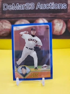 2003 Topps cromo refractor azul/699 #77 Russ Ortiz - Gigantes de San Francisco Foto 1 de 2