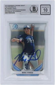 Max Fried Padres Signed 2014 Bowman Chrome Draft Top Prospects CTP-8 BAS 10 Card - Picture 1 of 3