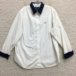 Top camicia LRL Ralph Lauren 2x adulto più bianco con bottoni manica lunga logo donna - Foto 1 di 12