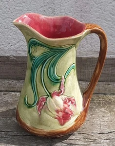 ANCIEN PICHET EN BARBOTINE DE ORCHIES DÉCOR IRIS - Foto 1 di 11