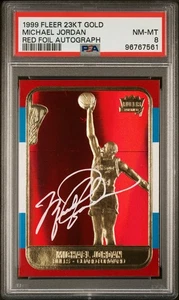1999 Fleer 23kt Gold Michael Jordan Red Foil Autograph RC Serial # 10712 PSA 8 - Picture 1 of 3