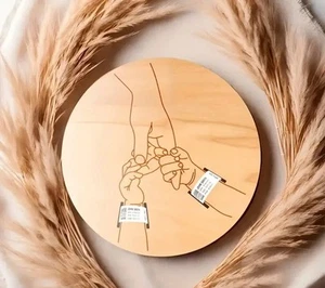 porta braccialetto nascita ricordo figli mamma papà legno Diametro 15 cm - Imagen 1 de 2