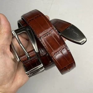 Zep-Pro Full Grain Leather Brown Croc Embossed Belt Size 42 NWT Western READ - Afbeelding 1 van 6