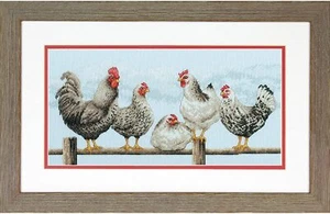 Dimensions Counted Cross Stitch Kit - Black & White Hens - Picture 1 of 2
