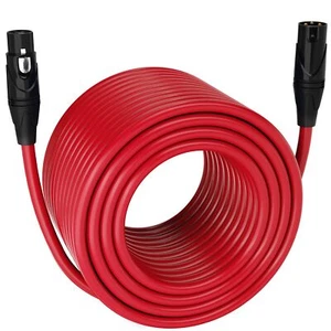 LyxPro Microphone 300 feet XLR Cable, Male to Female, 3 Pin Mic Cable, Red - Picture 1 of 7