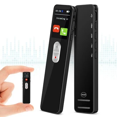 64GB Digital Voice Recorder Bluetooth 5.2 mini Voice Activated Recorder Black - Image 1 of 4