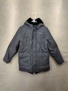 Eddie Bauer Girl Jacket Medium Gray PolyBlend Full Zip Hoodie Faux Fur Outerwear - Picture 1 of 18