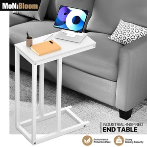 Wood C Shape Coffee Table Bed End Side Table Sofa Snack Tray Laptop Holder Desk - Picture 1 of 26