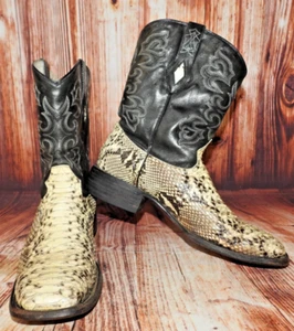 JB Dillon JBR2055D Größe 11 1/2 D Python Cowboystiefel Reserve Schlange eckige Zehenpartie - Bild 1 von 9