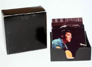 ELVIS PRESLEY King of Rock and Roll Hollywood Music TILE COASTER set 4 pezzi nuovo - Foto 1 di 1