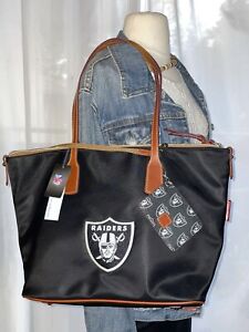 Dooney & Bourke NFL Raiders Top Zip Tote Bag ID Holder Handbag  NWT