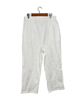 Denim & Co D&CO White Timeless Stretch Pull On Pants Large Pockets Mom Grandma - Image 1 of 4