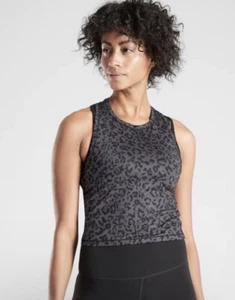 Athleta Shanti Crop Leopard Tank, Spring Night #502382 Gray Leopard Print MT - Picture 1 of 10