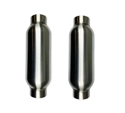 2.5" Inlet / Outlet Exhaust Muffler 12" Length Resonator SS Pair of 2 - Image 1 of 4