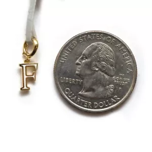 Neu David Yurman 8mm Petite Gold & Emaille F Initialen Anhänger Charm Verstärker - Bild 1 von 6