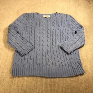 Sutton Studio Sweater Womens Medium Cable Blue Cotton Casual Ladies - Picture 1 of 11