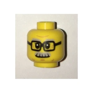 LEGO - Minifig, Head Glasses, Gray Eyebrows and Moustache - Yellow - Picture 1 of 1