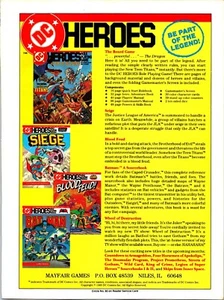 Anuncio impreso DC Heroes 1985 juegos de rol de Mayfair arte de pared decoración - Imagen 1 de 1