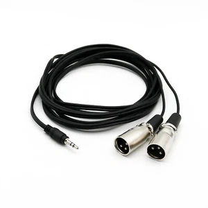 3.5mm 1/8" Male Stereo TRS Audio To 2 Dual 3 Pin XLR Male Microphone Cable 10ft - Picture 1 of 6