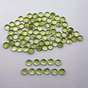 Natural Peridot Round Cabochon Loose Gemstone Lot 100 Pcs 4 mm - Picture 1 of 6