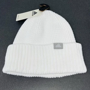 Adidas Originals Women’s Cuffed Fold Beanie Winter Hat Cap Toboggan Knit White - Picture 1 of 5