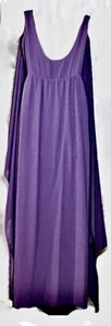 vintage 1970s Levino Verna Dress Maxi Silk Purple Attached Cape Grecian Column 4 - Picture 1 of 4