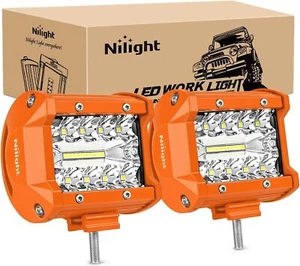 Nilight LED Light Bar 2PC 4Inch 60W Flood Spot Combo Triple Row Driving Lamp - Picture 1 of 8