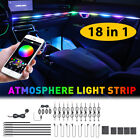 APP RGB Interior Ambient Strip Atmosphere Decor Lamp Light Fiber Optic Car Kit