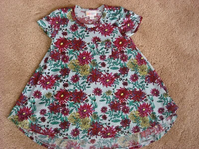 Vestido LuLaRoe Niñas Pequeñas ESCARLATA Talla 2 Floral Multicolor Bolsillo en el Pecho Giro Foto 1 de 4