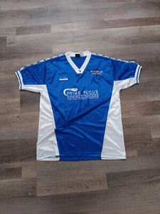 VINTAGE DIADORA WHITE BLUE Windham United SOCCER JERSEY #17 Schultz Mens Size L - Picture 1 of 8