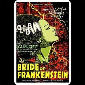 Horror Tin Metal Sign 8x12 Bride of Frankenstein 1935 Movie Head Illustration - Foto 1 di 2