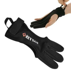3 Finger Protect Glove Bow Tab Gear Archery Guard Leather Durable Hunting Shoot - Picture 1 of 12