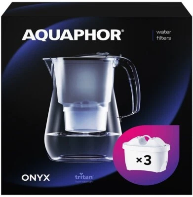 Aquaphor Water Filter Onyx - 4.2L Filter Jug incl 3 Maxfor + Cartridges, Black - Image 1 of 4
