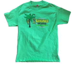 Lacross Unlimited Hanes Green Monkey Banana Shirt Lime Youth Boys Size Large - Picture 1 of 4