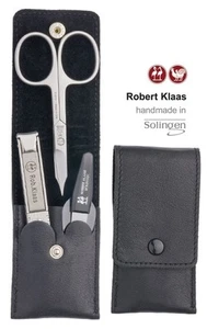 ROBERT KLAAS HANDMADE SOLINGEN COMBINED NAIL SCISSORS 3 MANICURE SET CASE BLACK - Picture 1 of 1