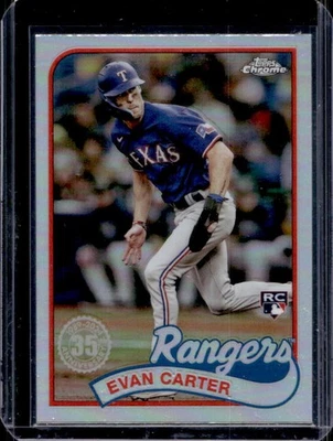 2024 Topps Chrome Evan Carter 1989 RC Rookie #89CB-13 Rangers - Image 1 of 2