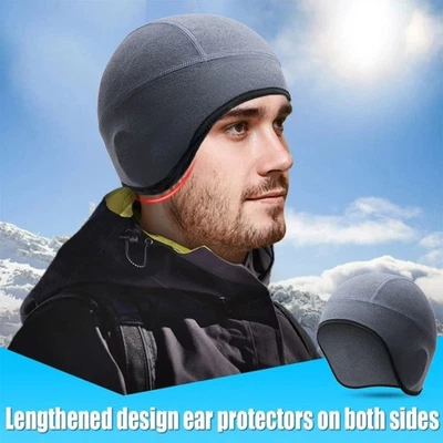 Ears Warm Winter Helmet Liner Skull Cap Thermal Cycling Cap Running Beanie Hats - Image 1 of 4