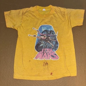 Vintage 70s Darty Vader Star Wars T-shirt Youth L(10-12) Stained Si Gel Stitch - Picture 1 of 4