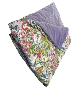 Custom Made Heavy Quilted Comforter Blanket 76x66 Purple Velvet Jungle Print - Picture 1 of 10