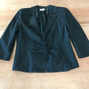 Emporio Armani Blazer Women 14 Black Dots Button Up 3/4 Sleeve Rayon Wool - Picture 1 of 12