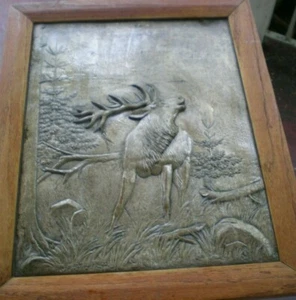 3D BUCK Fine Art Sculpture Copper Wall Hanging Wooden Frame - Picture 1 of 10