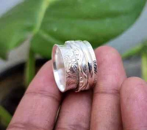 Sterling Silver Ring, Meditation Ring, Thumb Ring, Anxiety Ring, Fidget All size - Picture 1 of 16