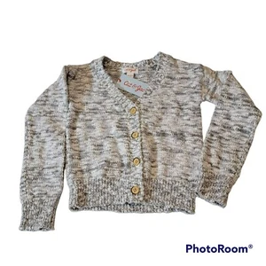 Cat & Jack Girls XS (4/5) Gray & Cream Knit Sweater Caridgan Brand New with Tags - Picture 1 of 5