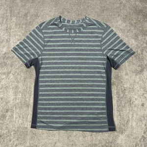 Lululemon Shirt Mens Medium Crew Neck Long Sleeve Striped Vent Tech Tee - Picture 1 of 8