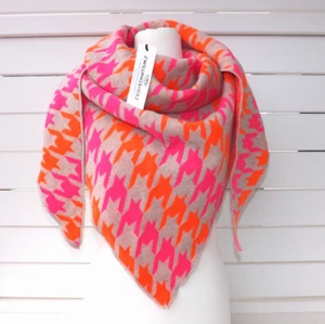 ZWILLINGSHERZ ♥ Dreieckstuch Schal Wollschal mit Cashmere Hahnentritt orange - Bild 1 von 1